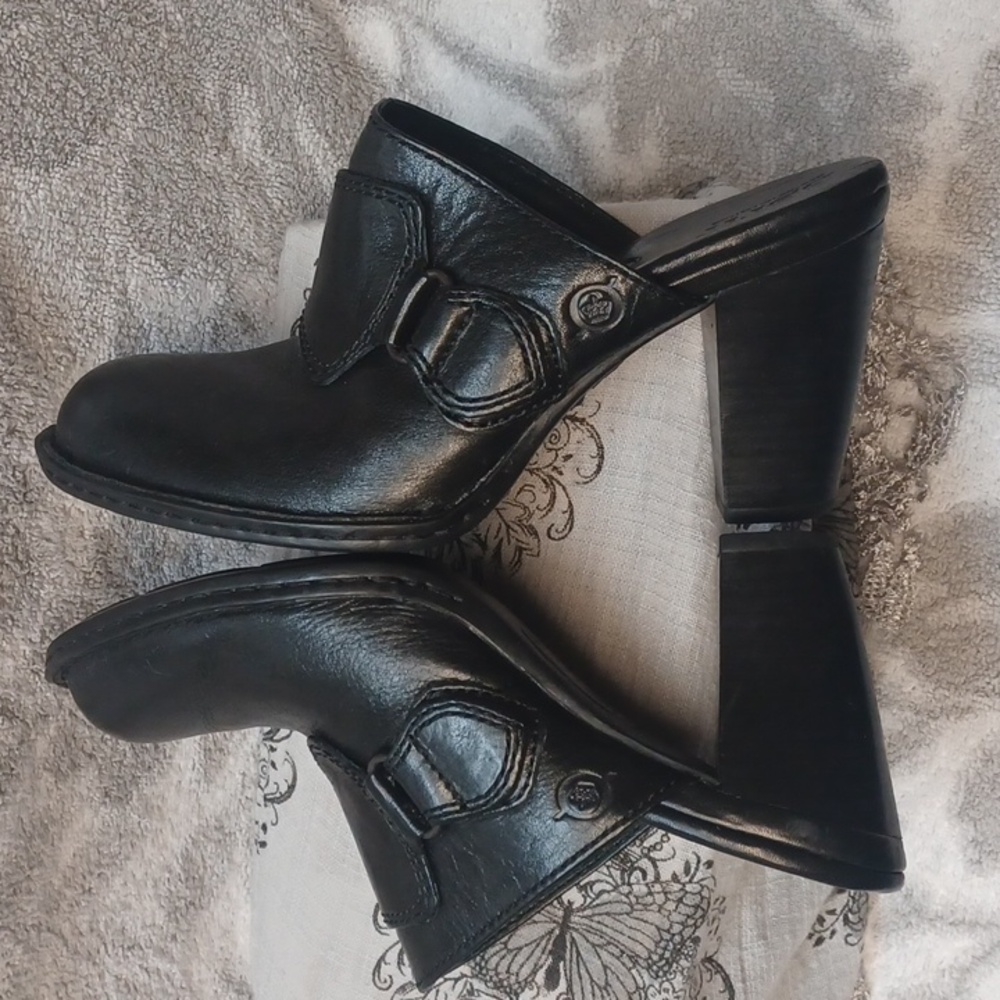 born. Women's Black Heeled Mules Size 6 - Picture 7 of 14
